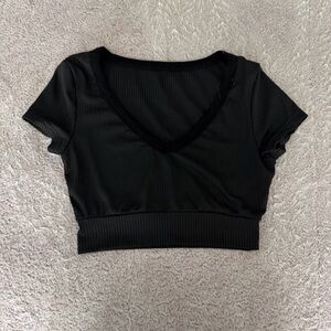 Womens Shein Cropped V-Neck Top